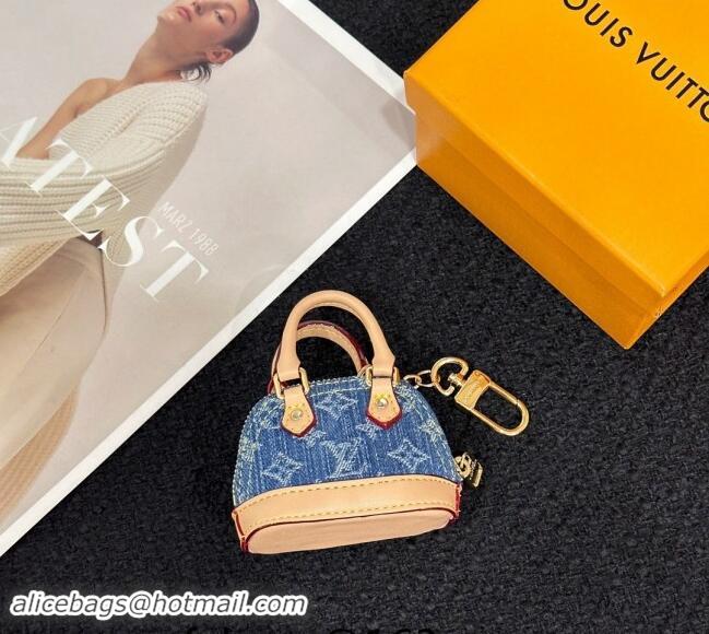 Best Price Louis Vuitton Monogram Denim Micro Alma Key Holder and Bag Charm 0513 Blue 2024