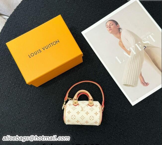 Well Crafted Louis Vuitton Monogram Micro Speedy Denim Bag Charm M01701 Beige