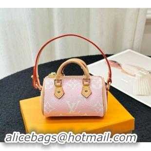 Low Cost Louis Vuitton Micro Speedy Denim Bag Charm M01701 Light Pink 2024