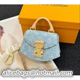 Well Crafted Louis Vuitton Monogram Denim Fan-Shaped Micro Bag Charm 0913 Light Blue