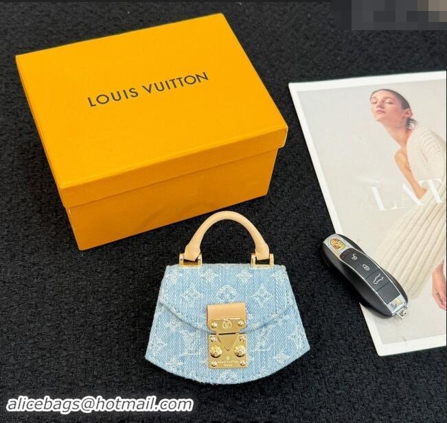 Well Crafted Louis Vuitton Monogram Denim Fan-Shaped Micro Bag Charm 0913 Light Blue