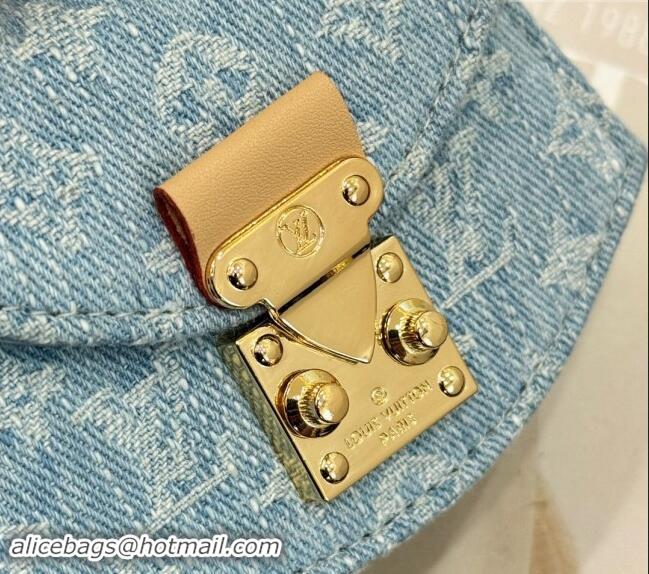 Well Crafted Louis Vuitton Monogram Denim Fan-Shaped Micro Bag Charm 0913 Light Blue