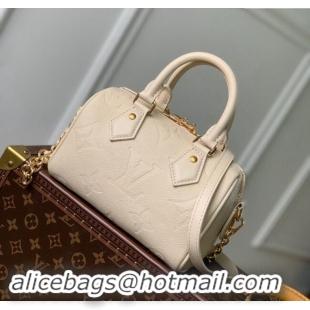 Discount Louis Vuitton Monogram Empreinte Leather Speedy Bandouliere 20 Bag M58954 Cream Beige