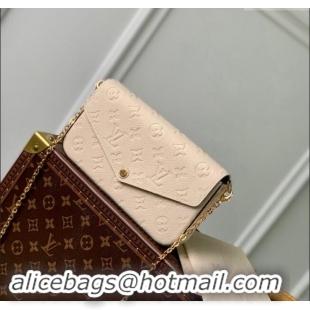 Top Quality Louis Vuitton Monogram Empreinte Felicie Pochette Chain Mini Bag M82363 Cream Beige 2023