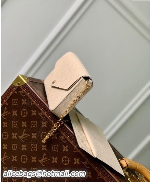 Top Quality Louis Vuitton Monogram Empreinte Felicie Pochette Chain Mini Bag M82363 Cream Beige 2023