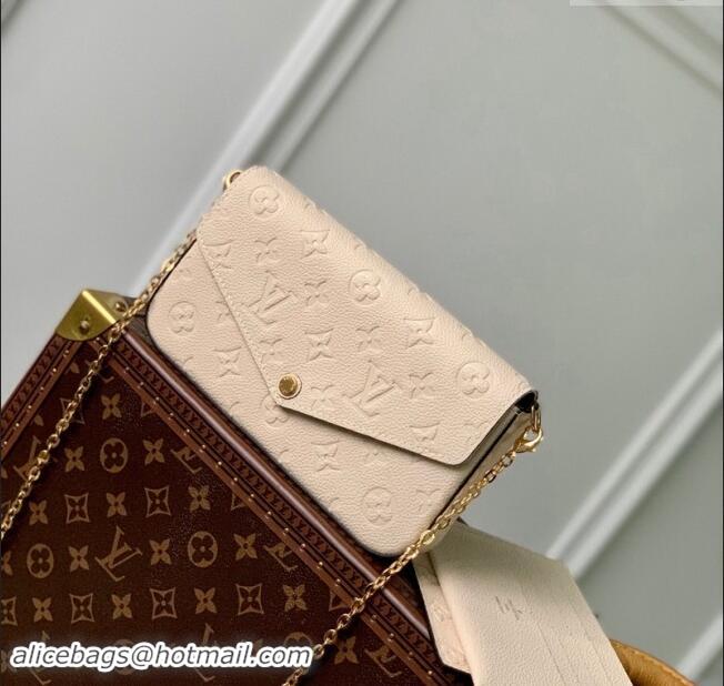 Top Quality Louis Vuitton Monogram Empreinte Felicie Pochette Chain Mini Bag M82363 Cream Beige 2023