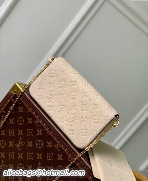 Top Quality Louis Vuitton Monogram Empreinte Felicie Pochette Chain Mini Bag M82363 Cream Beige 2023