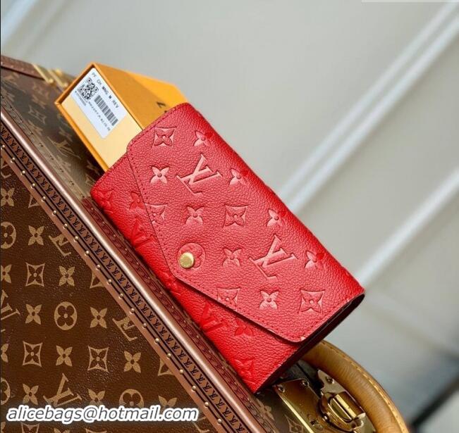 Unique Grade Louis Vuitton Monogram Empreinte Sarah Wallet M82257 Red 2023