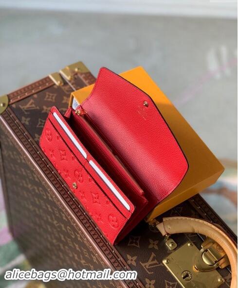 Unique Grade Louis Vuitton Monogram Empreinte Sarah Wallet M82257 Red 2023