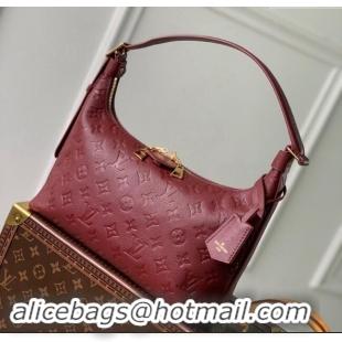 Famous Brand Louis Vuitton Monogram Empreinte Sac Sport Hobo Bag M46610 Burgundy