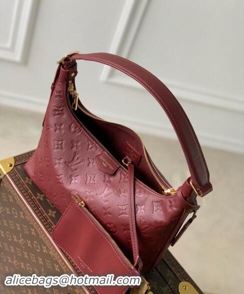 Famous Brand Louis Vuitton Monogram Empreinte Sac Sport Hobo Bag M46610 Burgundy