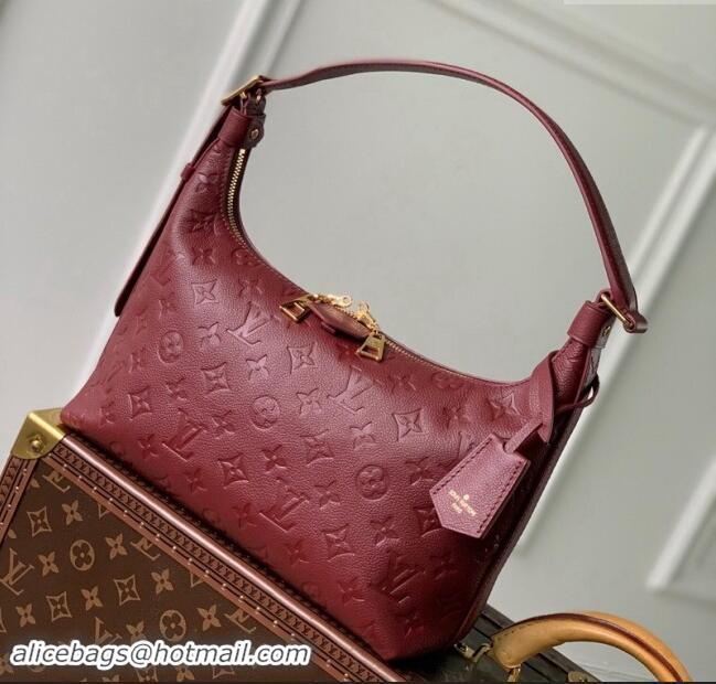 Famous Brand Louis Vuitton Monogram Empreinte Sac Sport Hobo Bag M46610 Burgundy