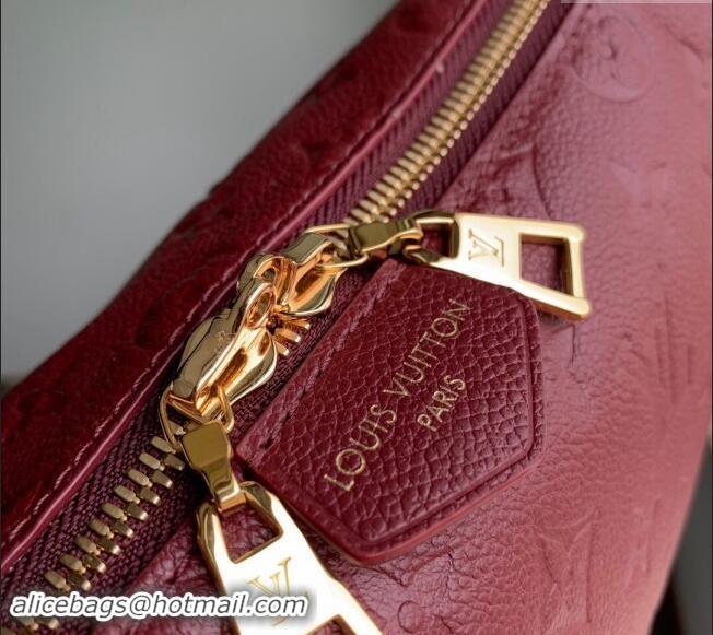 Famous Brand Louis Vuitton Monogram Empreinte Sac Sport Hobo Bag M46610 Burgundy