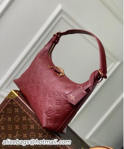 Famous Brand Louis Vuitton Monogram Empreinte Sac Sport Hobo Bag M46610 Burgundy