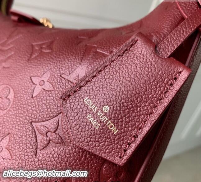 Famous Brand Louis Vuitton Monogram Empreinte Sac Sport Hobo Bag M46610 Burgundy