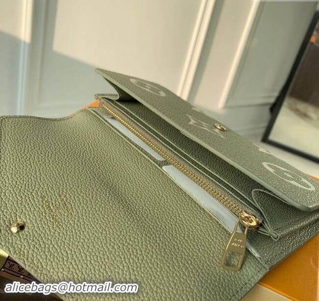 Best Price Louis Vuitton Monogram Empreinte Leather Sarah Wallet M82516 Khaki Green