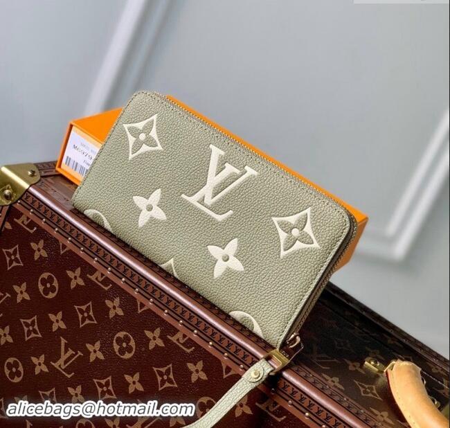 Top Design Louis Vuitton Monogram Empreinte Leather Zippy Wallet M69794 Khaki Green