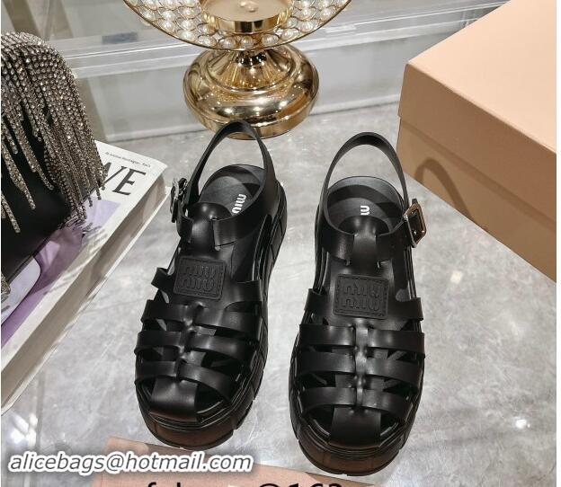 Duplicate Miu Miu EVA Platform Sandals Black 507057