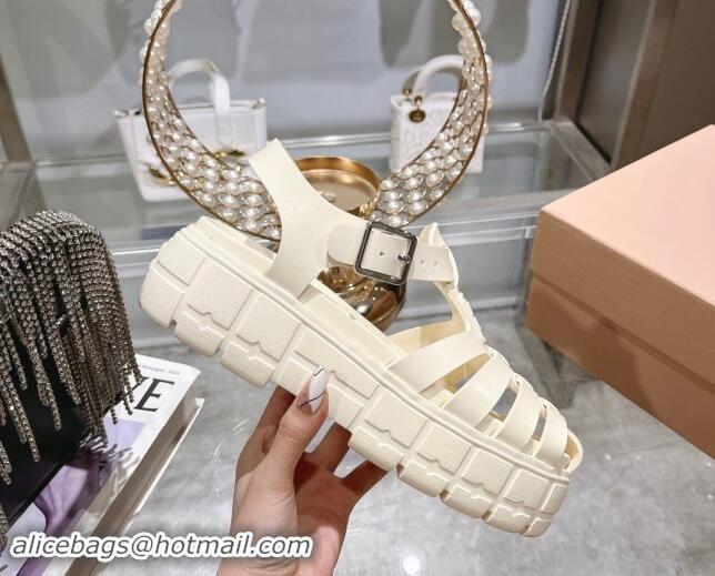 Perfect Miu Miu EVA Platform Sandals White 507058