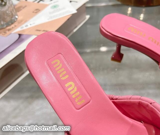 Purchase Miu Miu Matelasse Leather Heel Slide Sandals 5.5cm Pink 507064