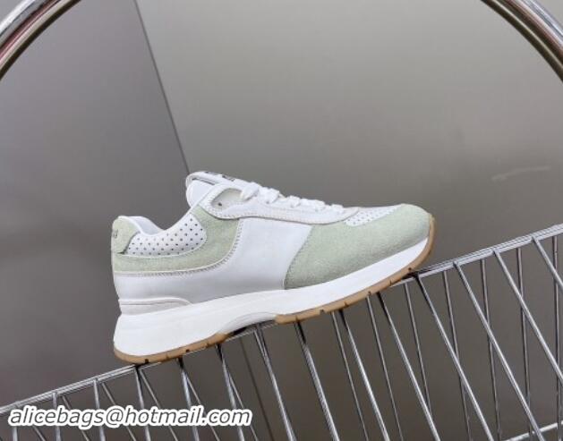 Charming Miu Miu Leather and Suede Sneakers Green 507087