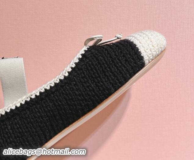 Buy Discount Miu Miu Crochet knit Flat Mary Janes Ballerinas Black 611023