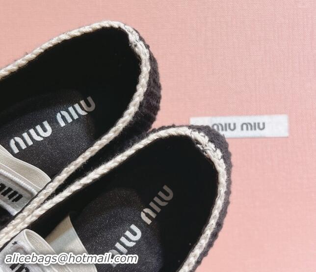 Buy Discount Miu Miu Crochet knit Flat Mary Janes Ballerinas Black 611023