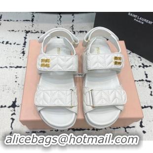 Best Product Miu Miu Matelasse Nappa Lambskin Flat Sandals White 611025