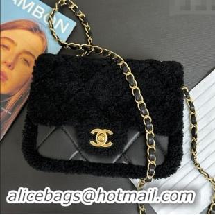 Famous Brand Chanel Shearling Lambskin Mini Flap Bag AS5148 Black 2024