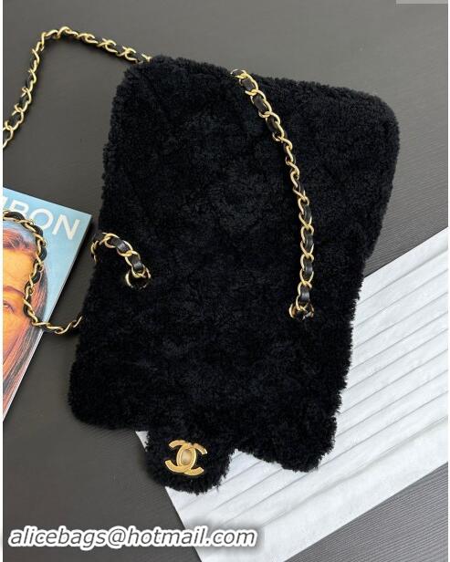 Famous Brand Chanel Shearling Lambskin Mini Flap Bag AS5148 Black 2024