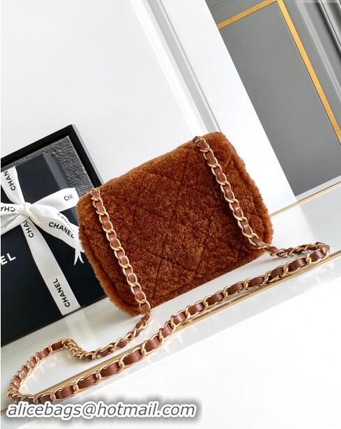 Buy Inexpensive Chanel Shearling Lambskin Mini Flap Bag AS5148 Brown 2024