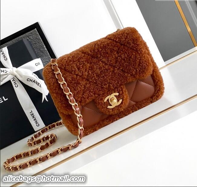 Buy Inexpensive Chanel Shearling Lambskin Mini Flap Bag AS5148 Brown 2024