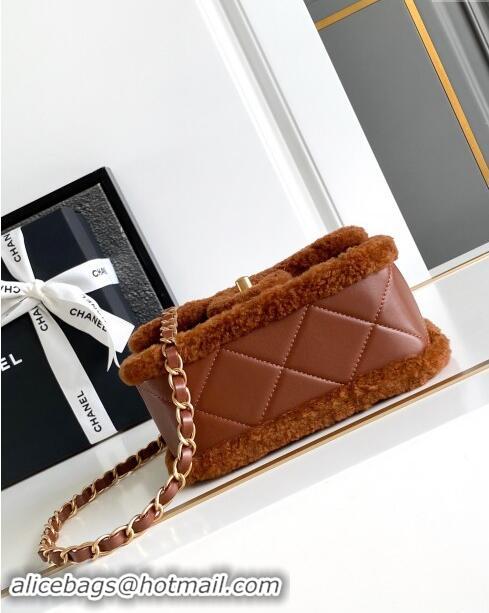 Buy Inexpensive Chanel Shearling Lambskin Mini Flap Bag AS5148 Brown 2024