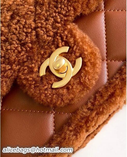 Buy Inexpensive Chanel Shearling Lambskin Mini Flap Bag AS5148 Brown 2024