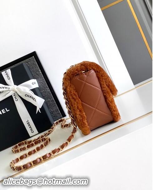 Buy Inexpensive Chanel Shearling Lambskin Mini Flap Bag AS5148 Brown 2024