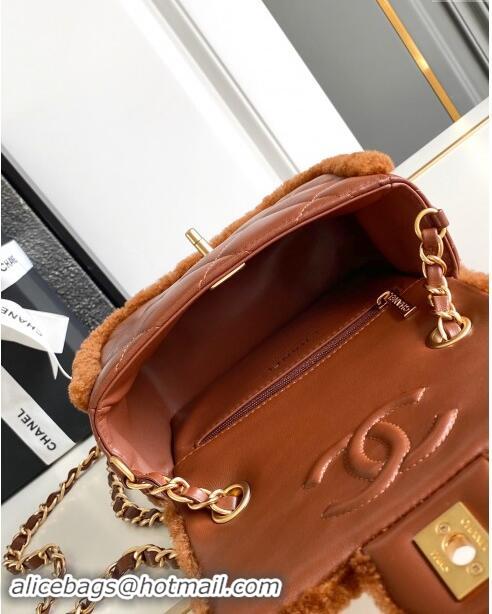 Buy Inexpensive Chanel Shearling Lambskin Mini Flap Bag AS5148 Brown 2024