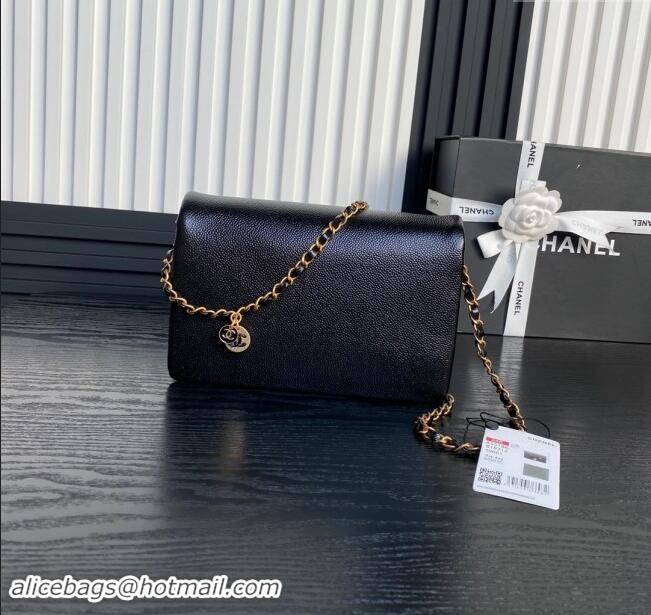 Big Discount Chanel Small Flap Bag with Chain in Grained Shiny Calfskin AS5186 Black 2024