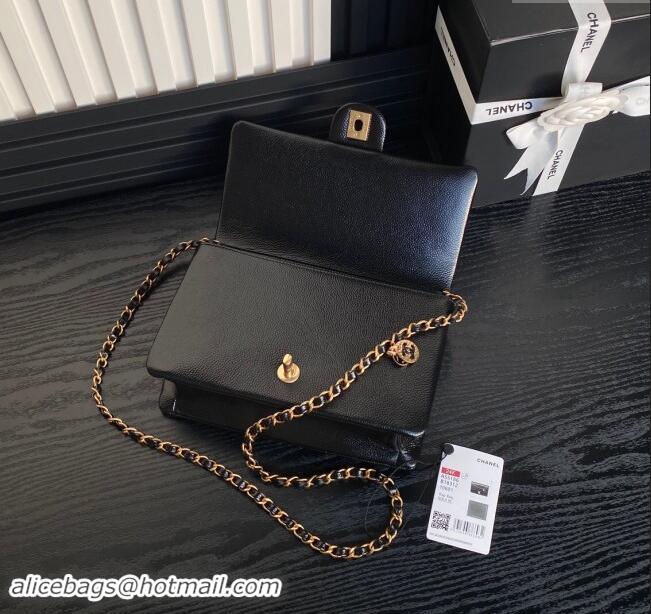 Big Discount Chanel Small Flap Bag with Chain in Grained Shiny Calfskin AS5186 Black 2024