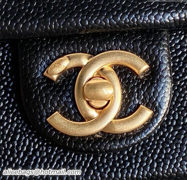 Top Design Chanel Medium Flap Bag with Chain in Grained Shiny Calfskin AS5180 Black 2024