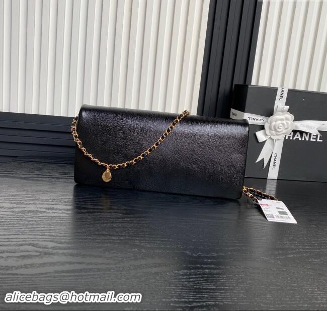 Trendy Design Chanel Maxi Clutch with Chain in Grained Shiny Calfskin AS5182 Black 2024