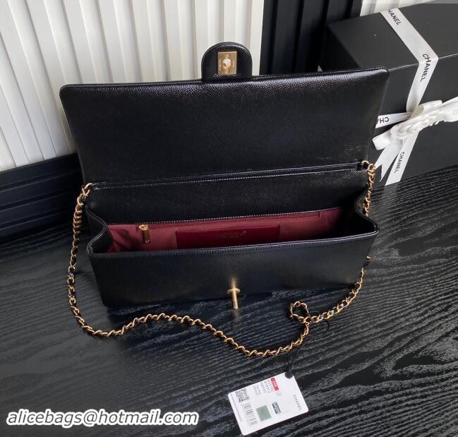 Trendy Design Chanel Maxi Clutch with Chain in Grained Shiny Calfskin AS5182 Black 2024