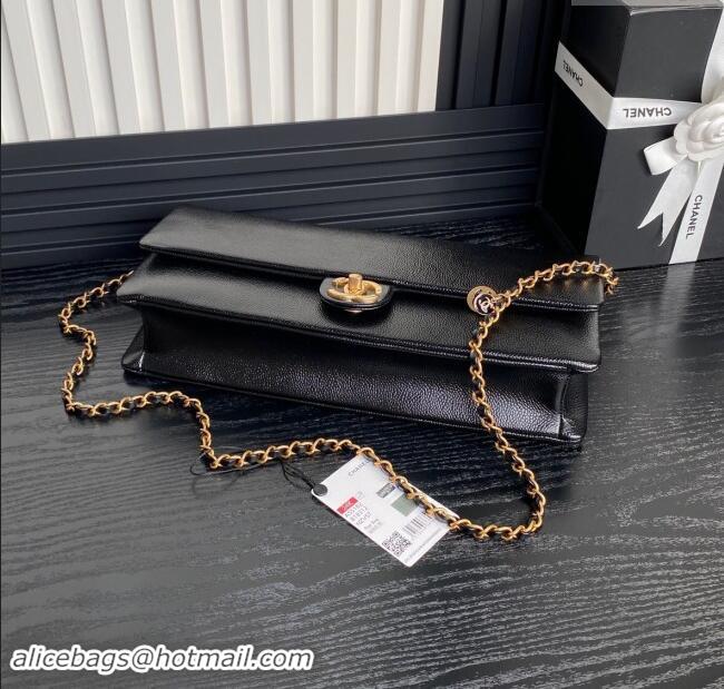 Trendy Design Chanel Maxi Clutch with Chain in Grained Shiny Calfskin AS5182 Black 2024