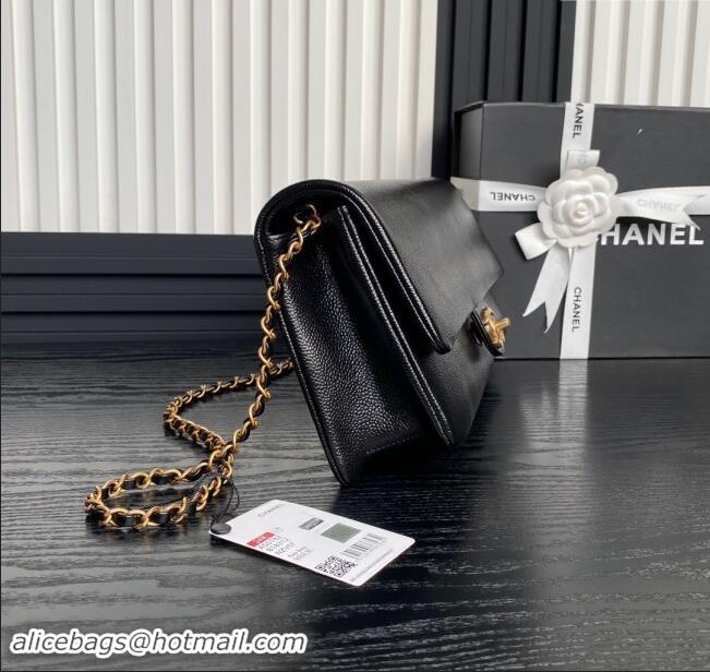 Trendy Design Chanel Maxi Clutch with Chain in Grained Shiny Calfskin AS5182 Black 2024