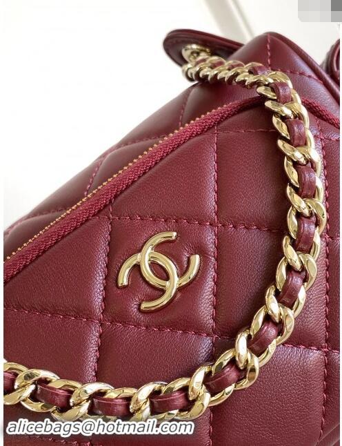 Pretty Style Chanel Small Camera Case Bag in Shiny Crumpled Lambskin AS5220 Burgundy 2024