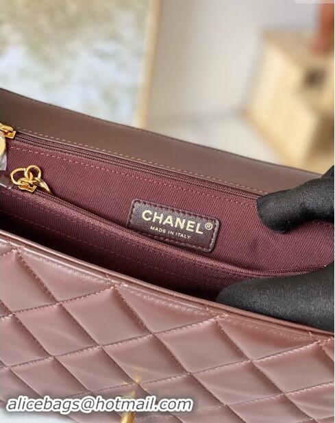 Buy Discount Chanel Vintage Flap Bag in Grained Calfskin 2215 Brown 2024