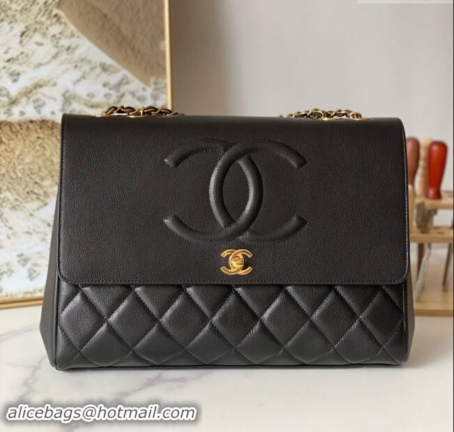 Famous Brand Chanel Vintage Flap Bag in Grained Calfskin 2215 Black 2024