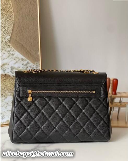 Famous Brand Chanel Vintage Flap Bag in Grained Calfskin 2215 Black 2024