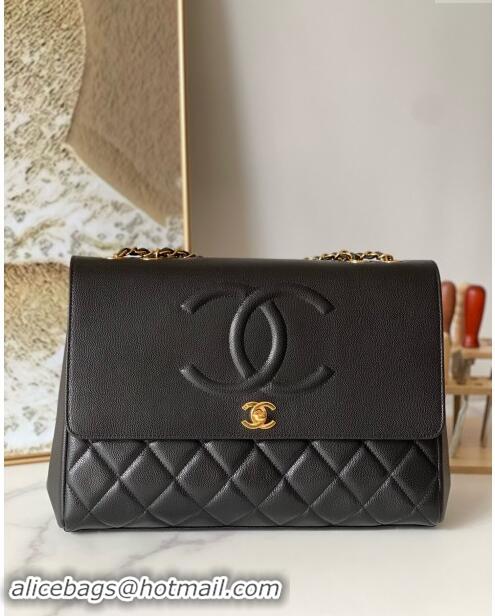 Famous Brand Chanel Vintage Flap Bag in Grained Calfskin 2215 Black 2024