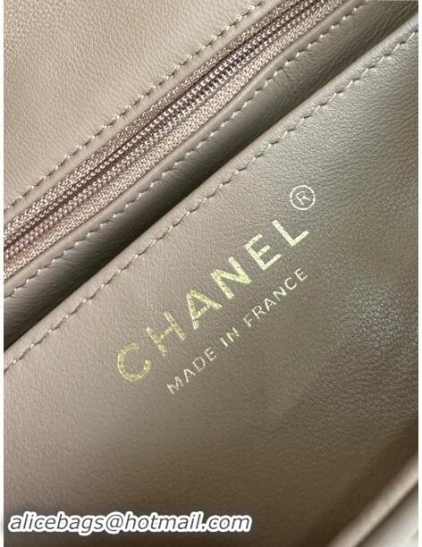 Cheapest Chanel Mini Classic Flap Bag with Top Handle in Patent Calfskin AS2431 Beige 2024