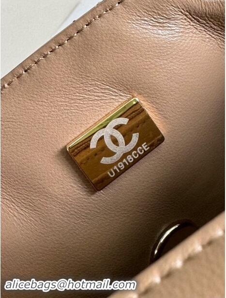 Cheapest Chanel Mini Classic Flap Bag with Top Handle in Patent Calfskin AS2431 Beige 2024